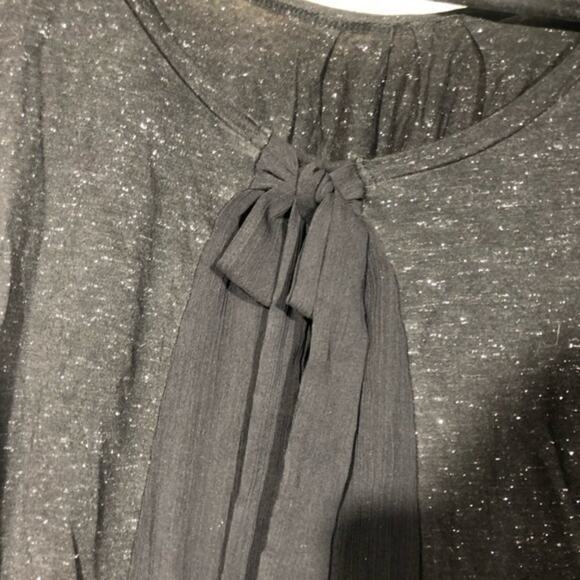 Kische Womens Black Speckled Glitter Scoop Neck Shirt Medium Goth Alt Emo - Picture 5 of 8